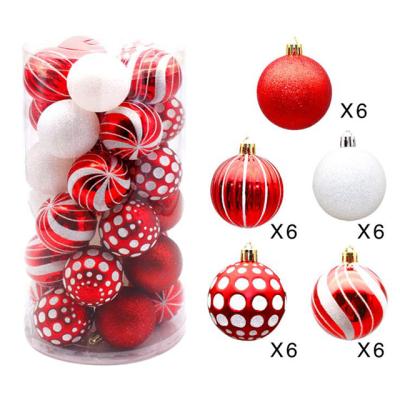 China 21155 Plastic 6CM 24 PCS Boxed Painted Plastic Christmas Ball Set Tree Pendant for sale