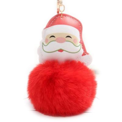 China Artificial Fur Santa Claus Pendant Fur Ball Pom Pom Key Chain Christmas PU 21125 for sale