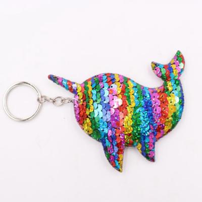 China 21133 Sequined Double-Sided Fairy Horned Dolphin Key Chain for Girl for sale