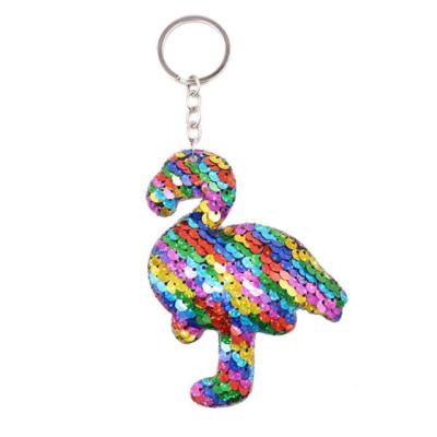 China 21137 Sequine Sequined American Tropical Flamingo Key Chain Bag Pendant for sale