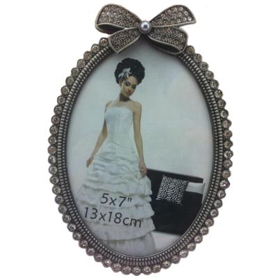 China Vintage 21112 7 Inch 3 Inch Oval Kids Retro Photo Gray Pearl Alloy Bow 6 View for sale