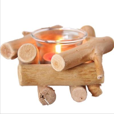 China Retro 2181 Driftwood Creative Pastoral Retro Glass Candle Holder Home Decoration Candle Cups for sale