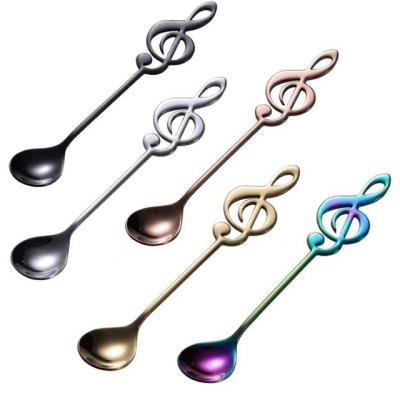 China 2130 Viable Creative Stainless Steel Music Symbol Dessert Spoon Cake Ice Cream Spoon Coffee Blender for sale