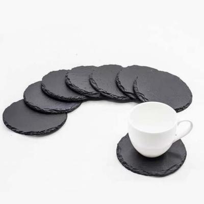 China Sustainable Natural 2137 Japanese Style Slate Sushi Plate Rock Insulation Tea Coaster For Whiskey for sale