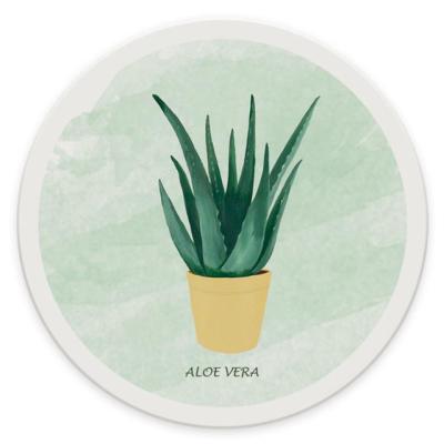 China Viable 2140 Customs Tropical Plant Prickly Pear Logo Diatomite Water Absorption Coaster Insulation Cup Mat for sale