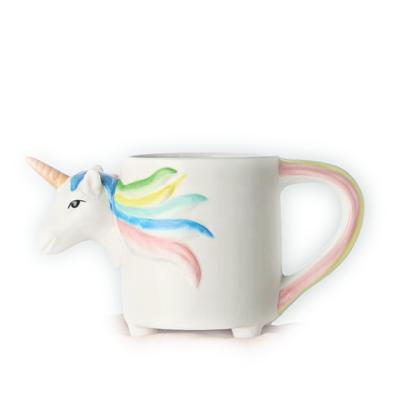 China 2102 Cute Cartoon Hand Painted Creative Viable Unicorn Cup Milk Cup Ceramic Coffee Mug for Girl for sale