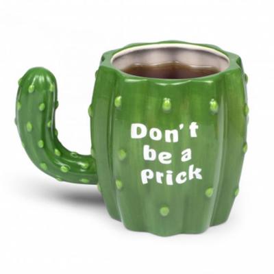 China Creative 2111 3D Cactus Handle Water Cup Milk Cup Stocked Creative Coffee Mug As Nice Gift for sale