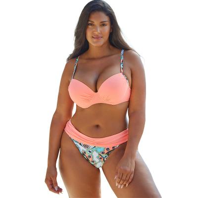 China Breathable Custom Multicolor High Waist Sexy Print Two Piece Swimwear Women'S Plus Size Swimsuit Set Fat for sale