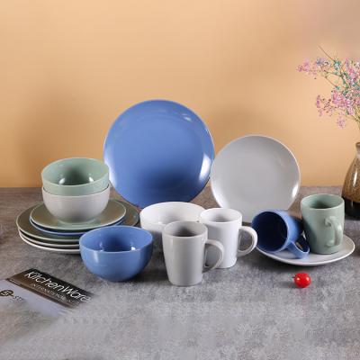 Κίνα Color Disposable Glaze With Metal Edge 16 Pcs Ceramic Dinnerware Set Dinnerware Sets Dinnerware Set προς πώληση