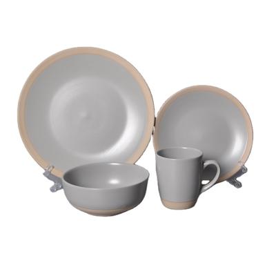 China Sustainable Color Gloss Frosted Polished Edge 16 Pcs Dishes Dinnerware Sets Luxury Dinnerware Sets Dishes Sets for sale