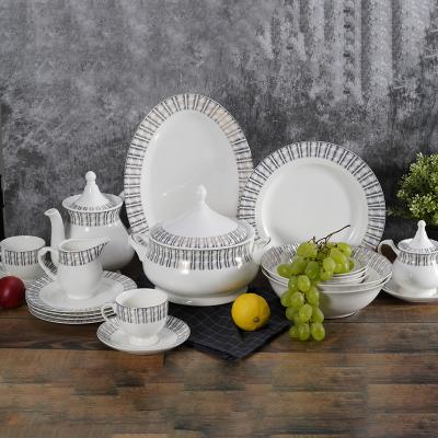 China America's Wholesale 61 Pcs Bone China Dinner Set Home Stocked Care Ceramic Tableware Porcelain Dinnerware Set for sale