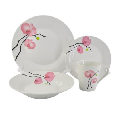 China Sustainable Decal 16 Pcs Plates Dinnerware Sets Luxury Porcelain Dinnerware Sets en venta