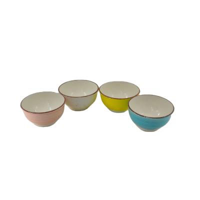 China Viable Hand Painted Edge Bowls Soup Bowls Ceramic Pasta Salad Bowl for sale