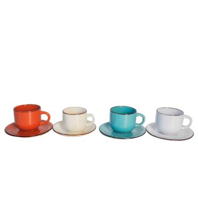 China Viable Wholesale Ceramic Tea Cup Saucer Set Coffee Mug Coffee Cup Set for sale