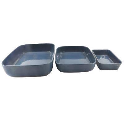 China Disposable Ceramic Rectangle Bakeware Pizza Baking Pan Pan Bread Cake Baking Tray en venta