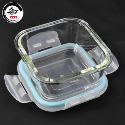 Cina Pass LFGB Certificate Microwavable Spices Stackable Glass Food Storages With Lid Food Containers Glass in vendita