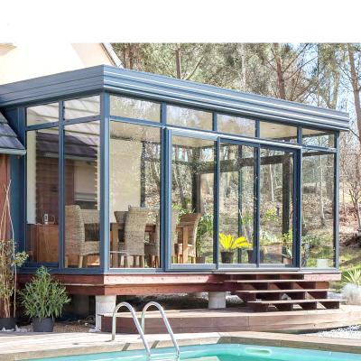 China Modern Aluminum Frame Outdoor Glass House Aluminum Sunroom And Garden Glass House For Sale for sale