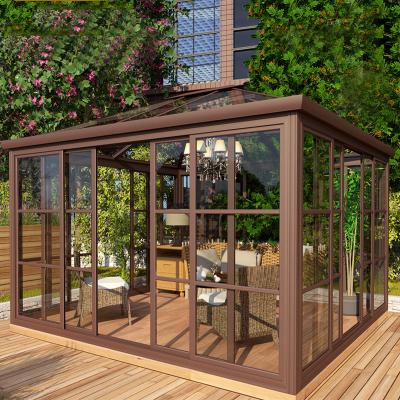 China New Modern Garden Sunroom Greenhouse High Profile Prefab Steel Structure Aluminum Sunroom Glass House for sale