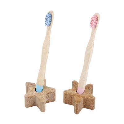 China 2021 Eco Friendly New Five-pointed Star Shape Customized Bamboo Shape Toothbrush Holder With Toothbrush for sale