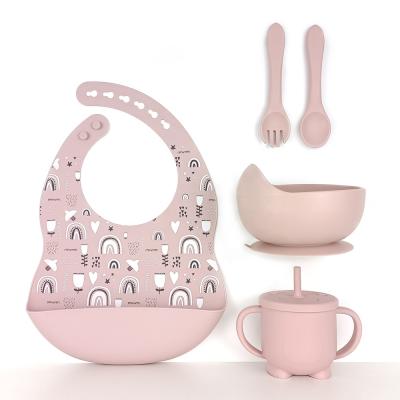 China Wholesale BPA Free Amazon Baby Feeding Sets Dining Silicone Dish And Spoon for sale