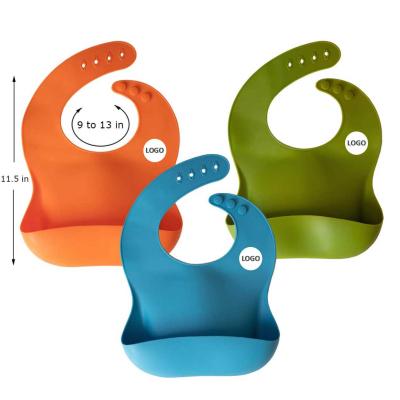 China BPA Free Silicone Baby Bibs Easy To Clean Comfortable Waterproof Bibs Adjustable Set Of 3 Colors for sale