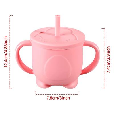 China Baby Silicone Cup Food Grade Bebe Drinking Straw Cup With Lid Waterproof Not Leak Sippy Cup Glass 12.2*8cm for sale