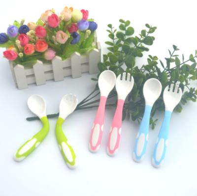 China BPA Free Ready To Ship Hot Selling Baby PP Strip Silicone Spoon And Fork Kits for sale