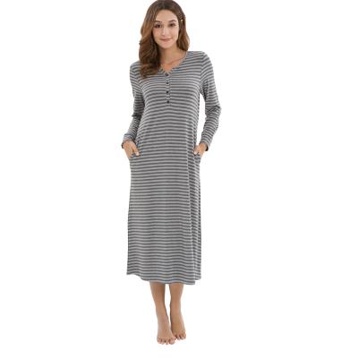 China Breathable Soft Pajamas Long Sleeve Bamboo Nightgowns Running Sleepwear Sleepshirt for sale