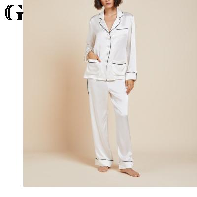 China Wholesale QUICK DRY Women's 100% Vintage Style Elegant Silk Ivory Silk Pajamas for sale