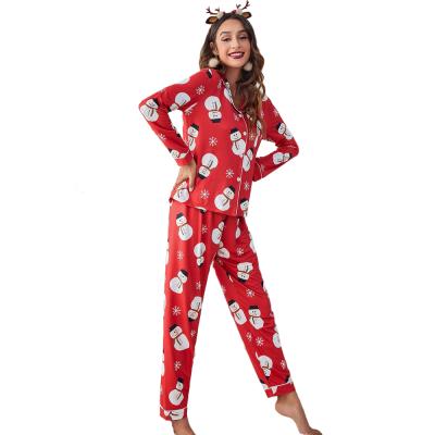 China PAJAMAS 2021 Christmas Long Sleeve Pajamas Women QUICK DRY Button Down Christmas Squishy Pajamas for sale