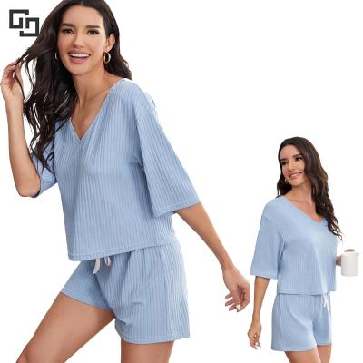 China 2021 Breathable Lounge Wear Women Short Sleepwear Pajamas Set for sale