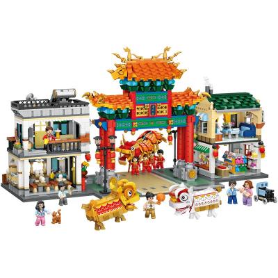 China Custom LOZ DIY Building Toy Toys Plastic Mini Architecture Chinatown Building Block for sale