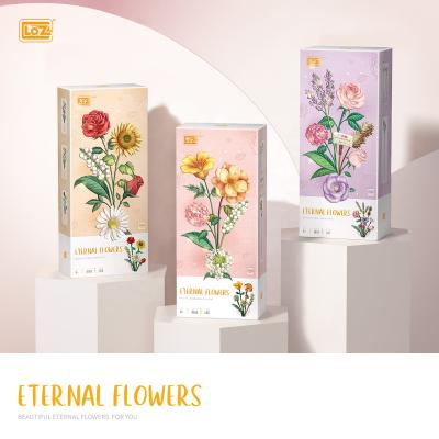 China Creative Compatible Building Toy LOZ DIY Flower Bouquet Building Blocks Bricks Assembled Toys for sale