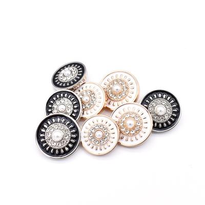 China Other Manufacturer Crystal Pearl Metal Custom Snap Push Leg Button For Woman Dress for sale