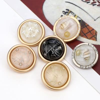 China Other Gold Crystal Custom Metal Shank Pearl Jeans Button Manufacturer For Clothing for sale