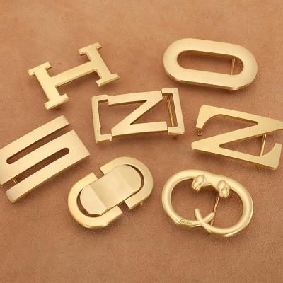 China Private Brass Logo Metal Brand Name Plate Letter Belt Buckle Custom Belt Buckle For Man for sale