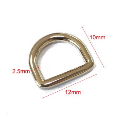 China Custom Metal Hardware Logo Leather Strap D Ring For Garment Wholesale 12x10x2.5mm Shiwang Bag/Garment Backpack/Dog/Handbag Collar for sale