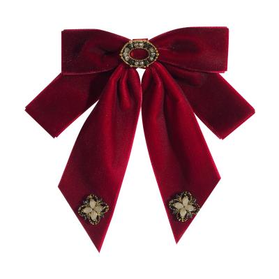 China Women Pleuche Bow Tie Brooch Fashion Crystal Bow Tie AN211 Pretty Ribbon Butterfly Bowknot for sale