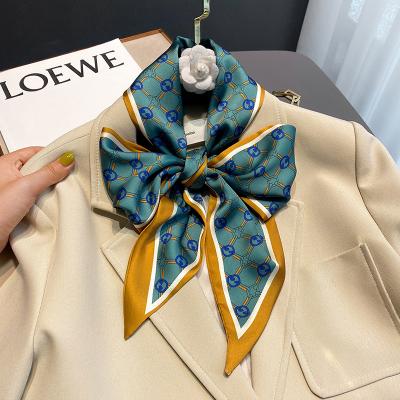 China Hot Fashion Imitation Silk Decoration Polyester Scarf Small Scarves Neckerchief Tie Bag Ribbon Headband for sale