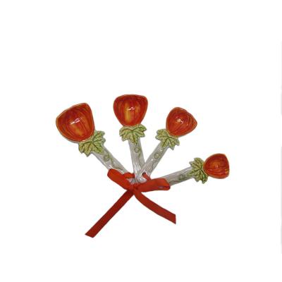 China Orange Ceramic Viable Pumpkin Shaped Set 1, 1/2, 1/3, 1/4 Fall Measurer Bake for sale