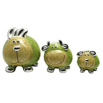 China 3pcs/set Home Ceramic Cute Animal Safe Saving Money Bank Sheep Money Boxes Phone Booth Living Room Decoration for sale