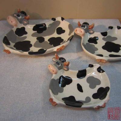 China Viable Useful Cheap Ceramic Dish With Cow Design for sale