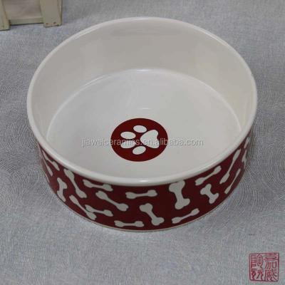 China 2018 Viable Red And White Dog Bowl Ceramic Pet Bowl Wholesales for sale