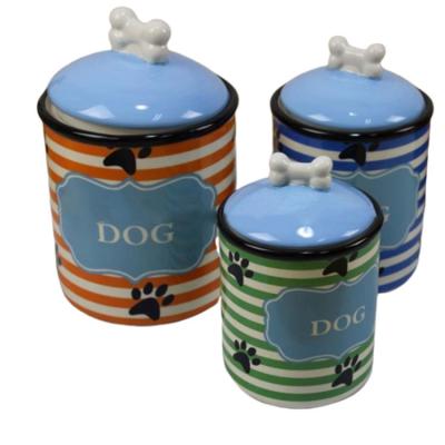 China Viable High Quality Wholesale Dog Treat Pots Three Colors Ceramic Pot For Pets for sale