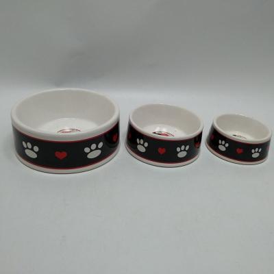 China 3 Sets Sustainable Black Decal For Dogs Pet Bowl With Iron Dog Cat for sale