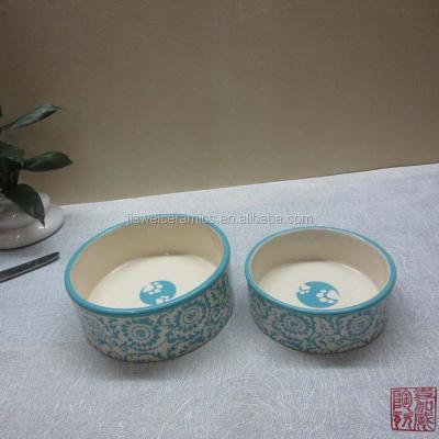 China Eco - Friendly Wholesale Ceramic Flower Pattern Dog Bowl for sale