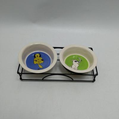 China Viable Ceramic Pet Bowls With Iron Holder And Ceramic Pet Bowl And Small Ceramic Bowl for sale