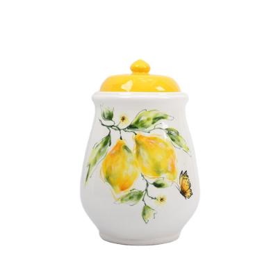 China Airtight Lemon Tea Cart Novelty Cipher Porcelain Ceramic Yellow Ginger Jar for sale