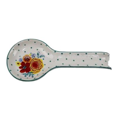 China Sustainable Kitchenware Tool Ceramic American Flower Spoon Rests for sale