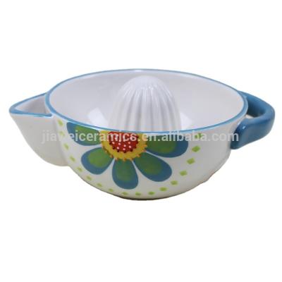 China Sustainable Fruit Tools Ceramic Orange Juicer W Flower Design for sale